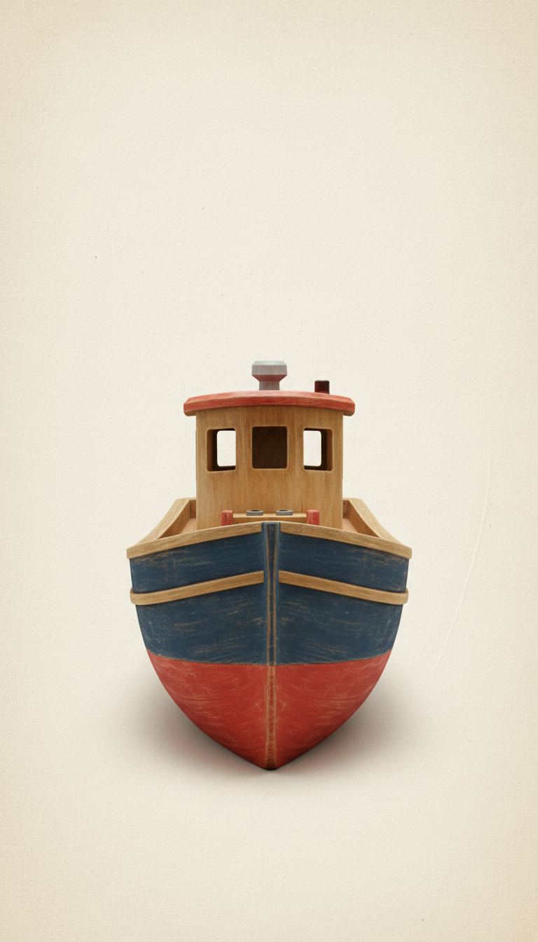Hand-Carved Wooden Lobster Boat