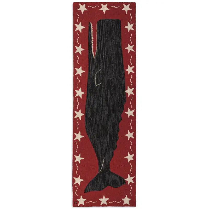 Whale Rug 30 x 8 Hooked Runner