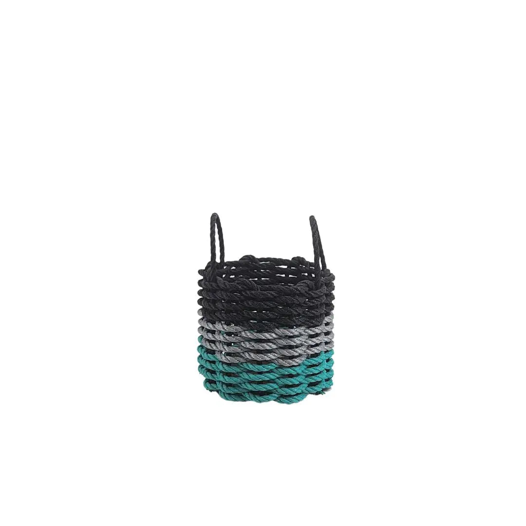 Authentic Maine Lobster Rope Storage Basket Teal, Gray, Black
