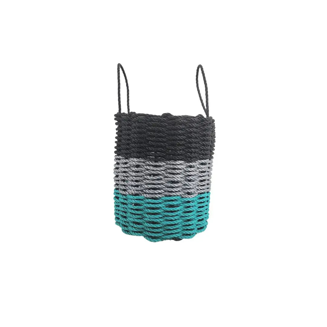 Authentic Maine Lobster Rope Storage Basket Teal, Gray, Black